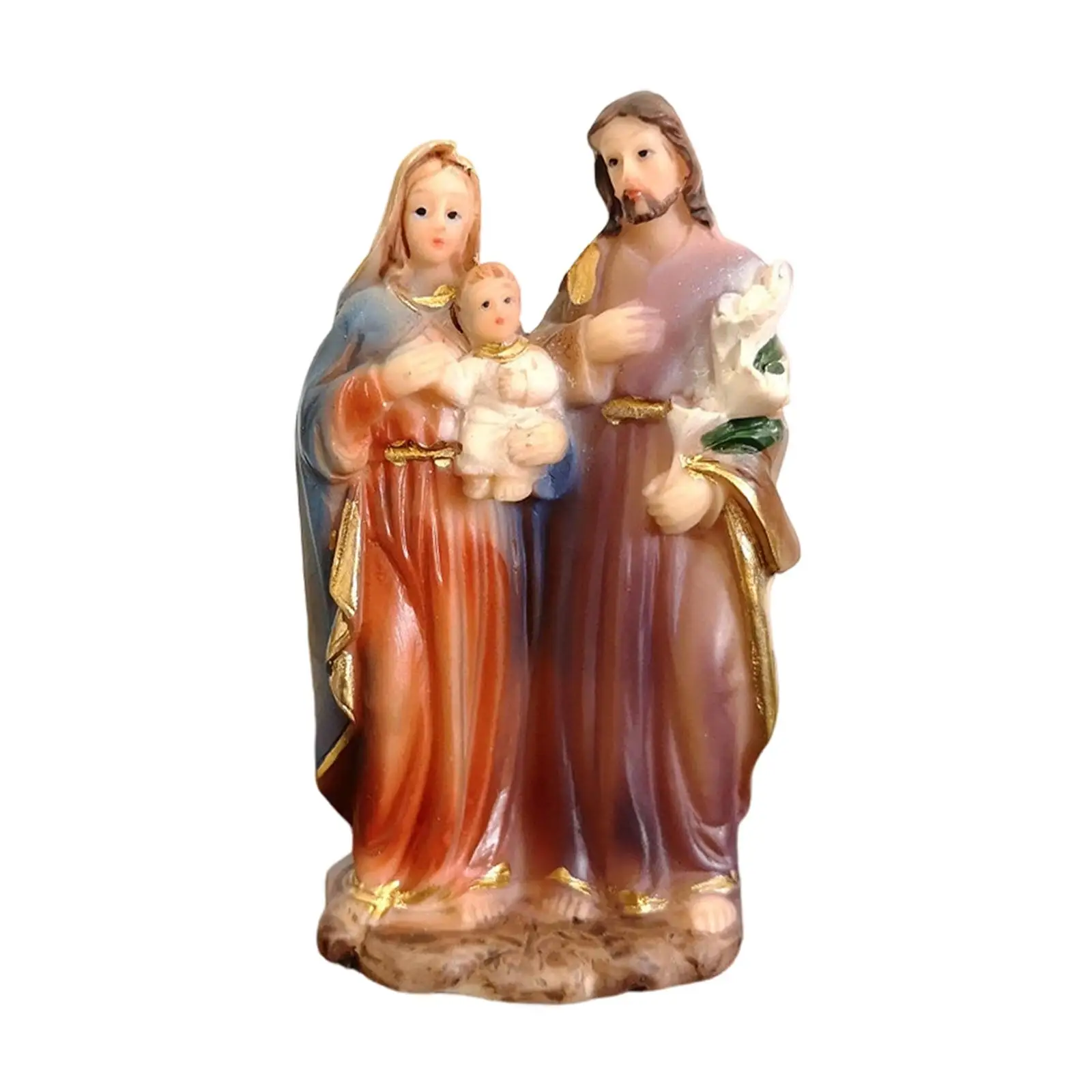 Resin Holy Family Statue Multicolor Decorative Ornament for Christmas Room Decorations and House Decor