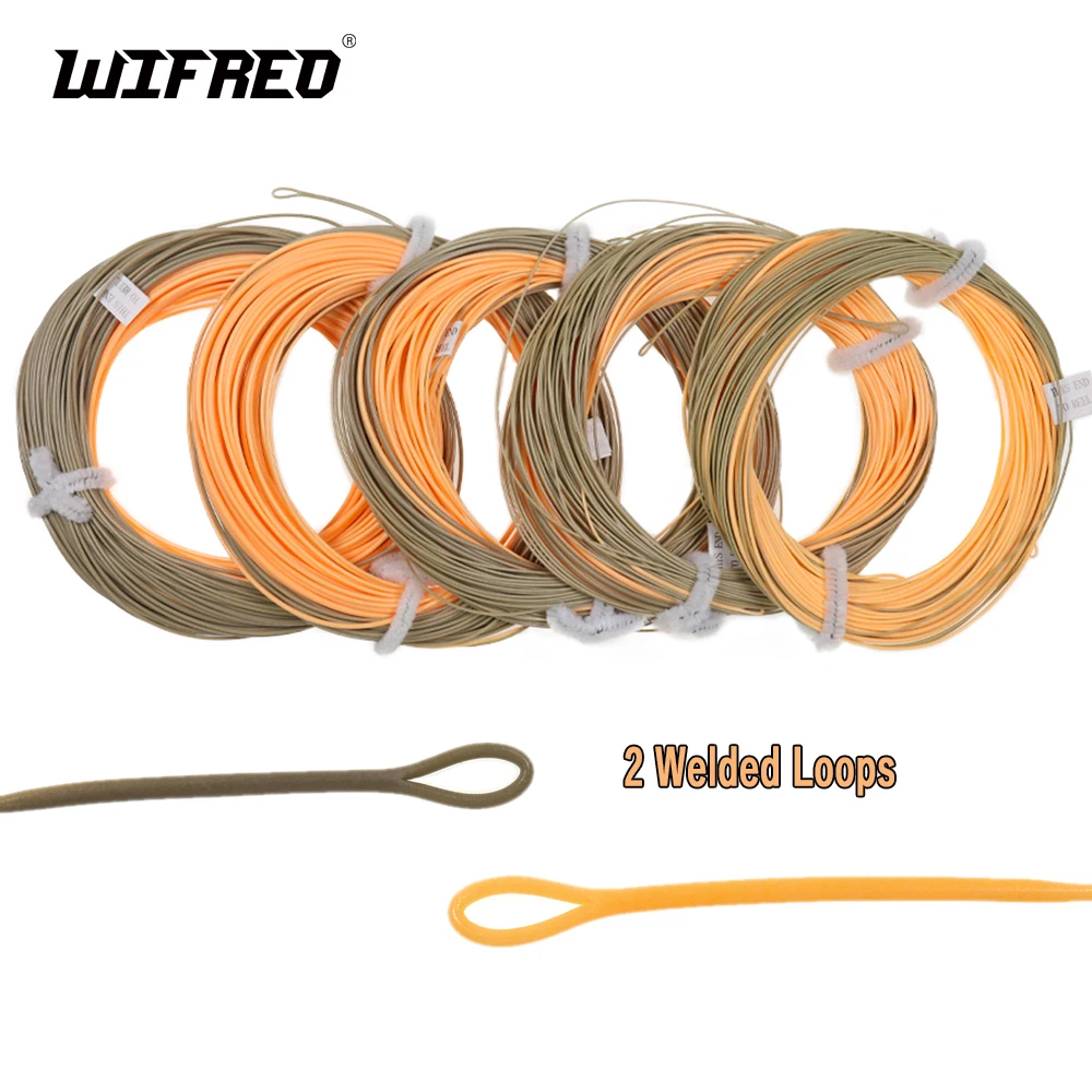 Wifreo 1F-7F Single Handed Spey Fly Fishing Line 90ft With 2 welded loops peach/camo Floating Fly Line