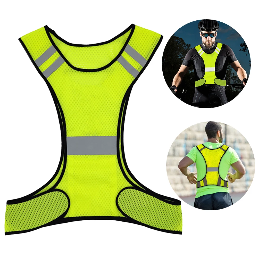 High Visibility Running Vest Breathable Fluorescent Mesh Vest Lightweight Adjustable for Men Women Outdoor Night Riding