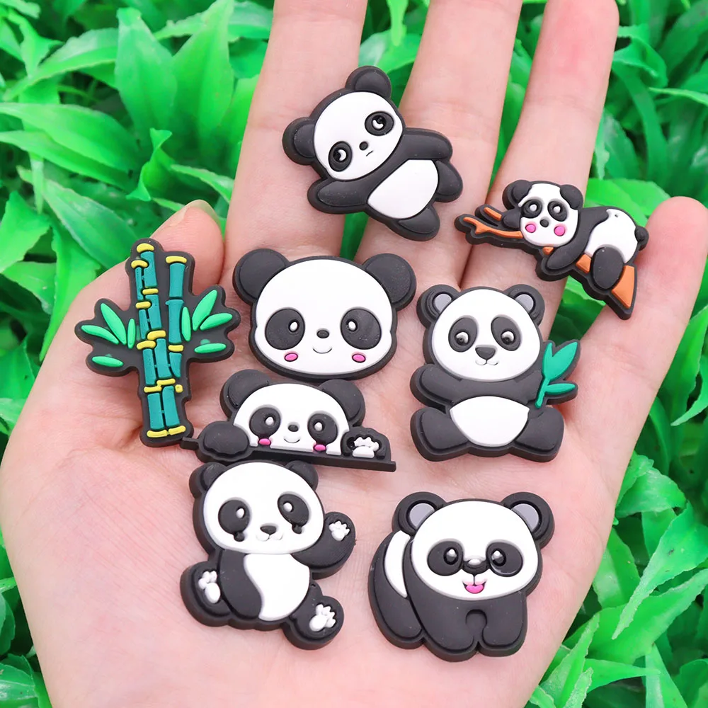 Single Sale 1-10pcs PVC Shoe Charms Kawaii Panda Rabbit Tiger Bear Accessories Shoes Buckle Ornaments Fit Kids Party Present