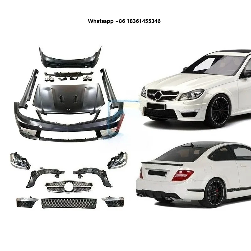 For C Class C63 C180 Coupe Front Bumper Full Upgrade Assembly  W204 2008 2013 Body Kit