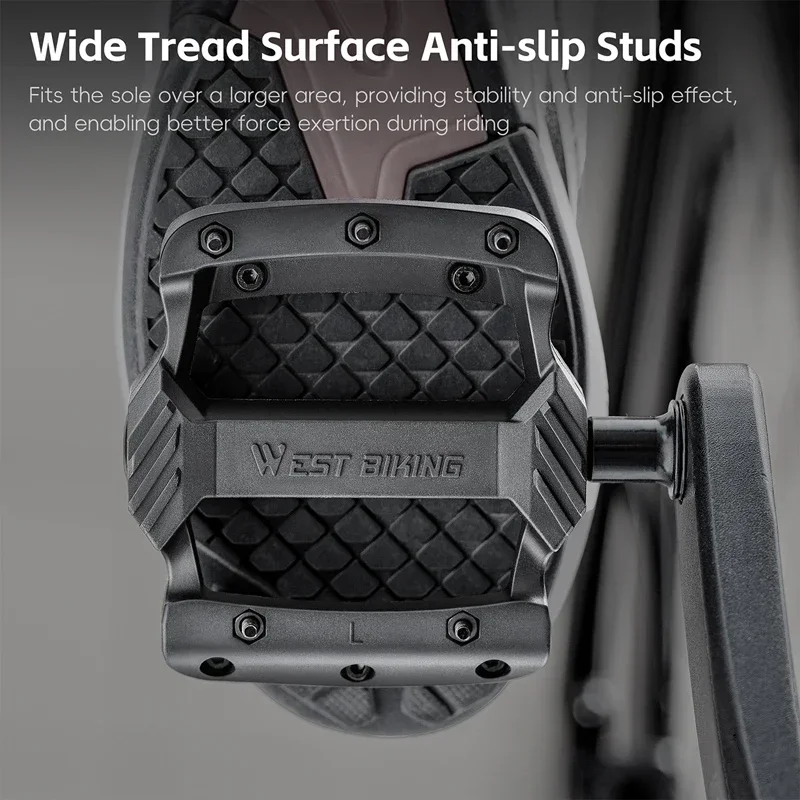 

WEST BIKING Bicycle Pedal 3 Bearing Nylon Cycling Platform Pedal Ultralight Anti-slip MTB Road Bike Pedals Cycling Accessories