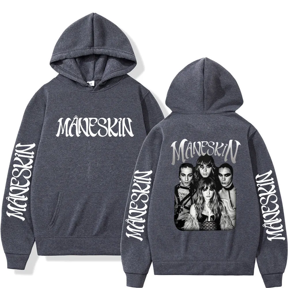 Italian Rock Band Maneskin 2023 World Tour Hoodie Fashion Retro Men Women Fleece Long Sleeve Oversized Casual Hoodies Streetwear