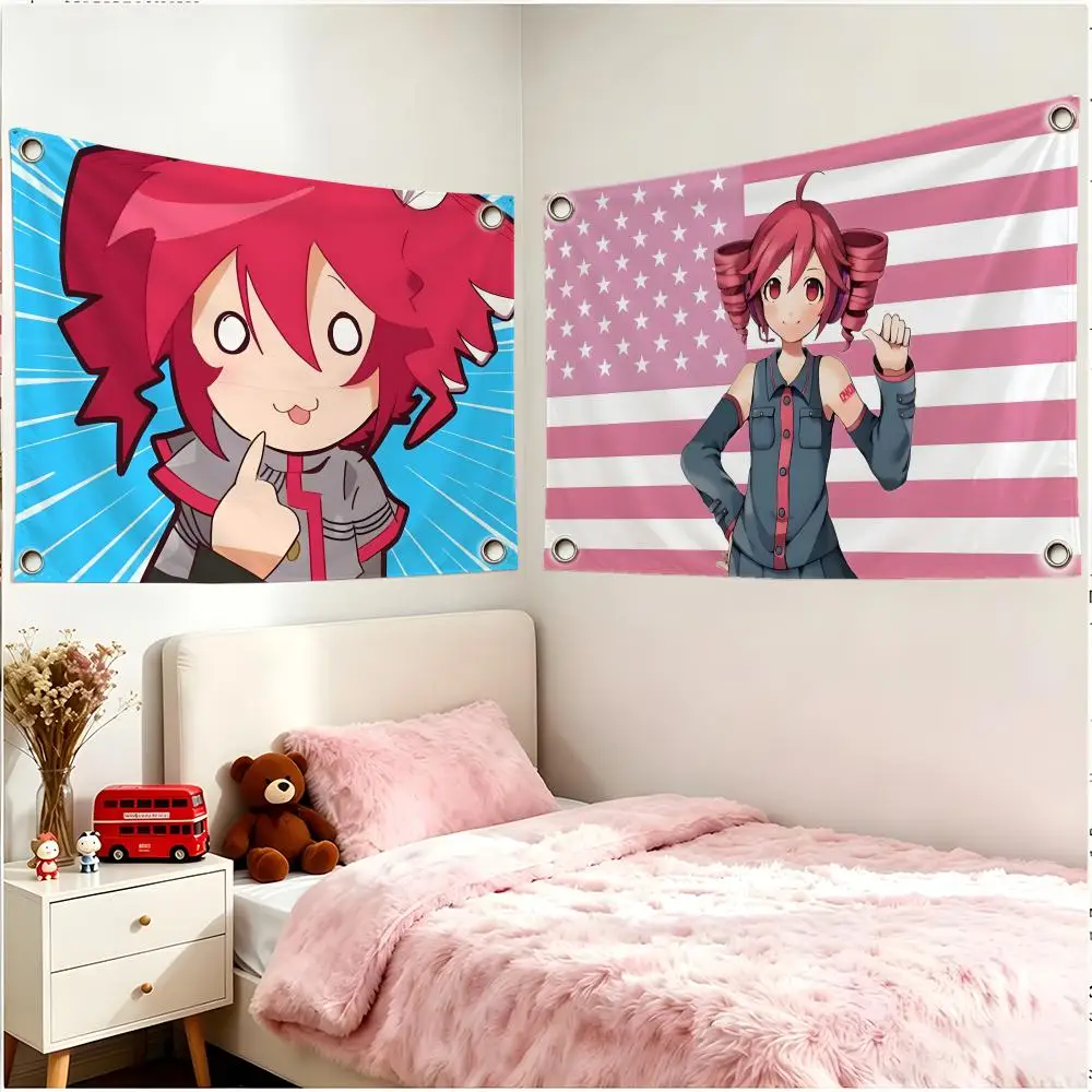 Vocaloid Character Kasane Teto Flags Borderless Four Ring Ornament Indoor Outdoor Decoration Quick Hang Install