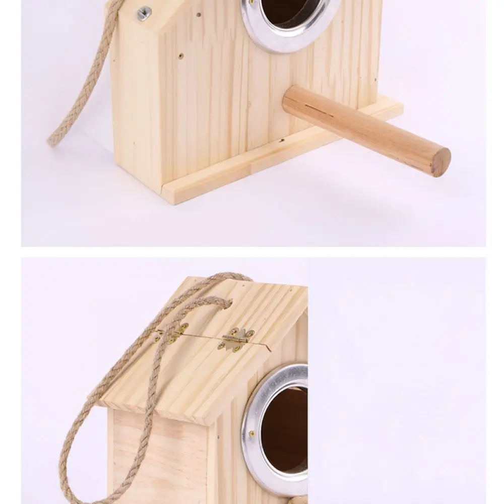 Natural Wood Nesting House For Small Birds Parrots Breeding Box Warm Cozy Shelter Cage Accessory Practical Habitat Supplies