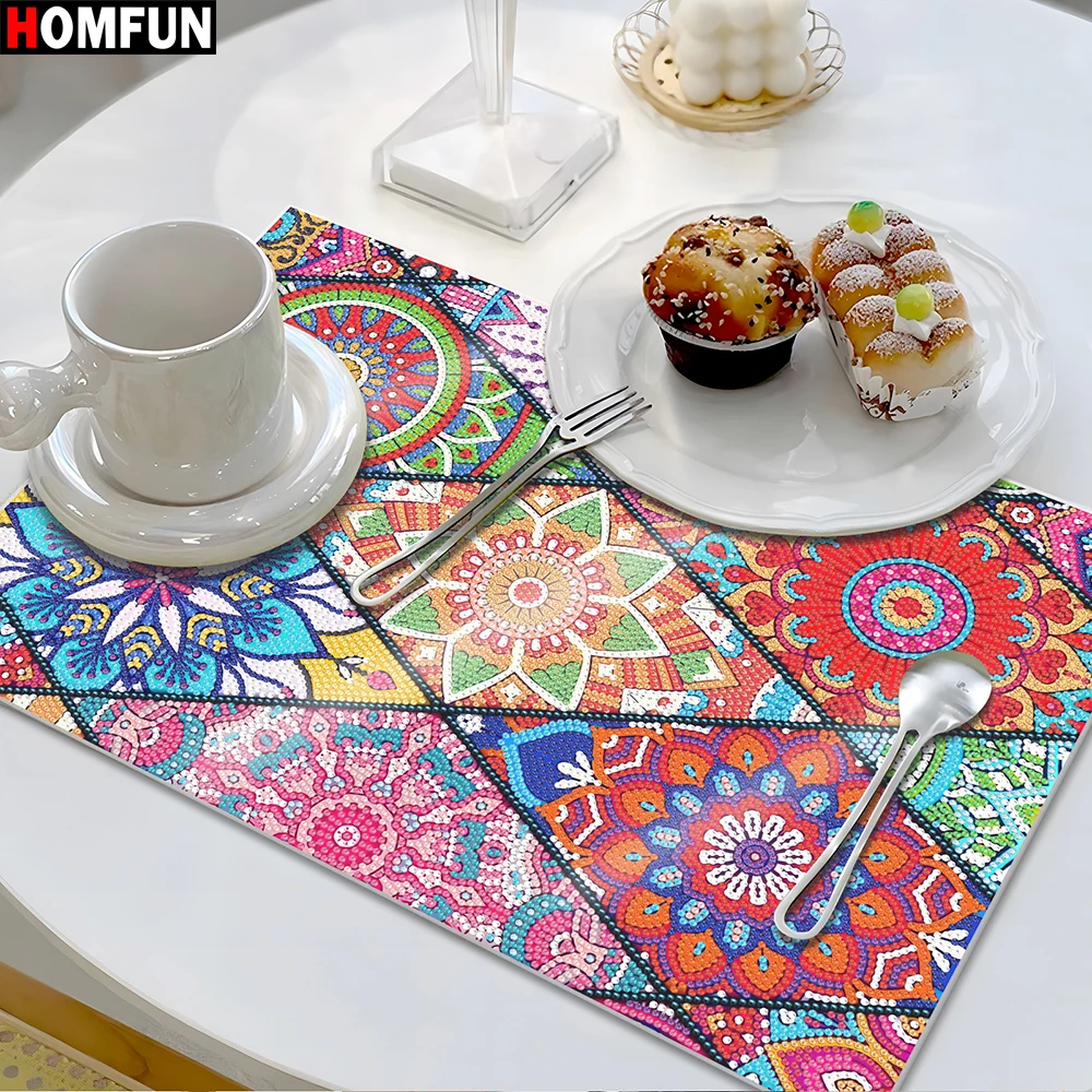 HOMFUN Restaurant Heat Resistant Non-Slip Place Mat Kit Diamond Art Painting Mandala Placemats DIY Crystal Embroidery Home Decor