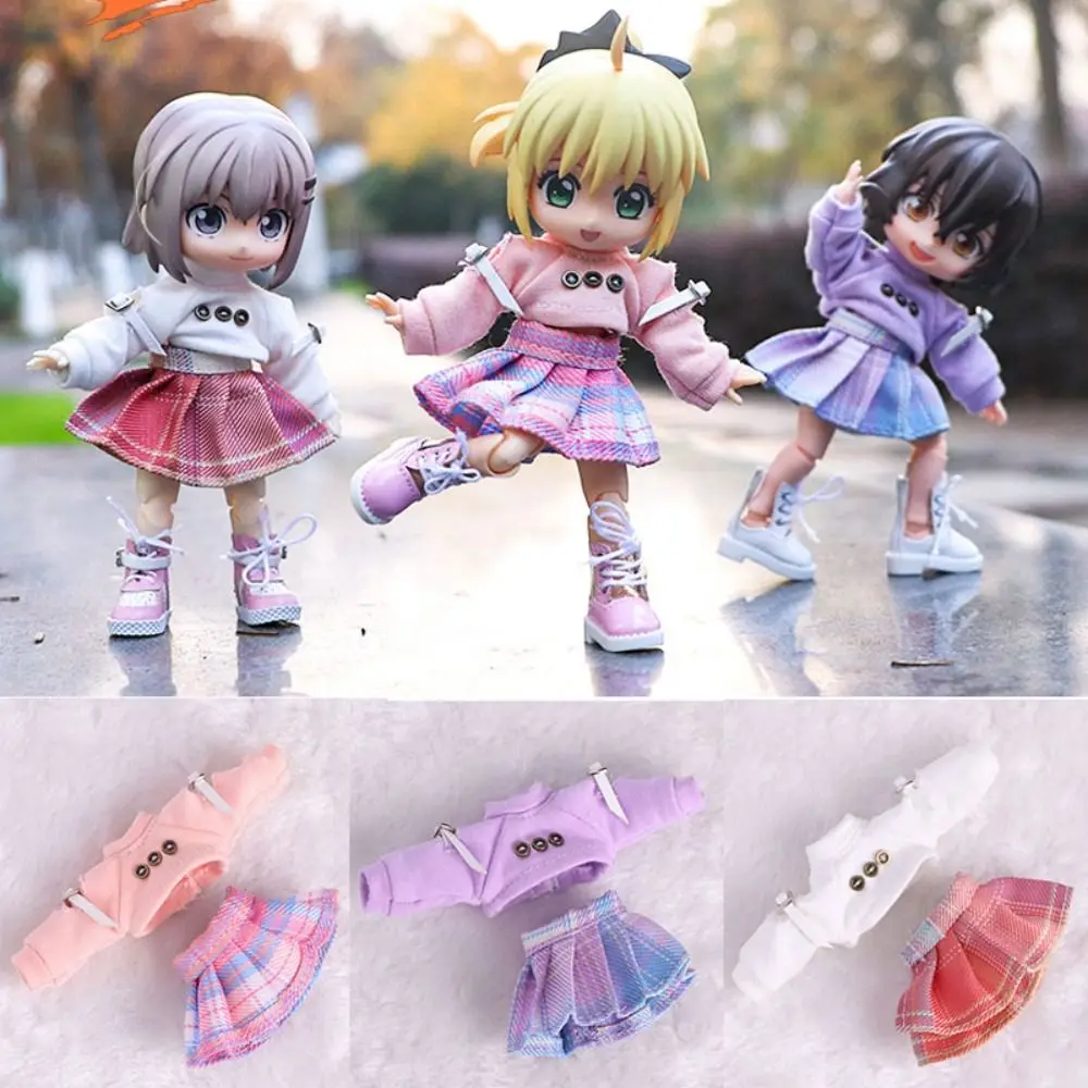 New Handmade Hoodie Skirt Set Casual Wears Replaceable OB11 Dolls Clothes Accessories For 1/11 OB11 Dolls/for 1/12 Bjd Dolls
