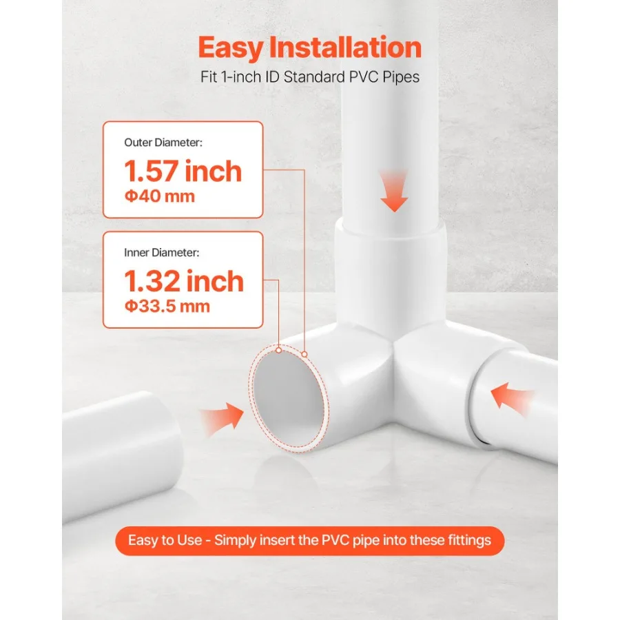 3-Wege-PVC-Armaturen, 10 Stück, PVC-Rohrverbindungen, Winkelverbinder für 1 PVC-Rohre