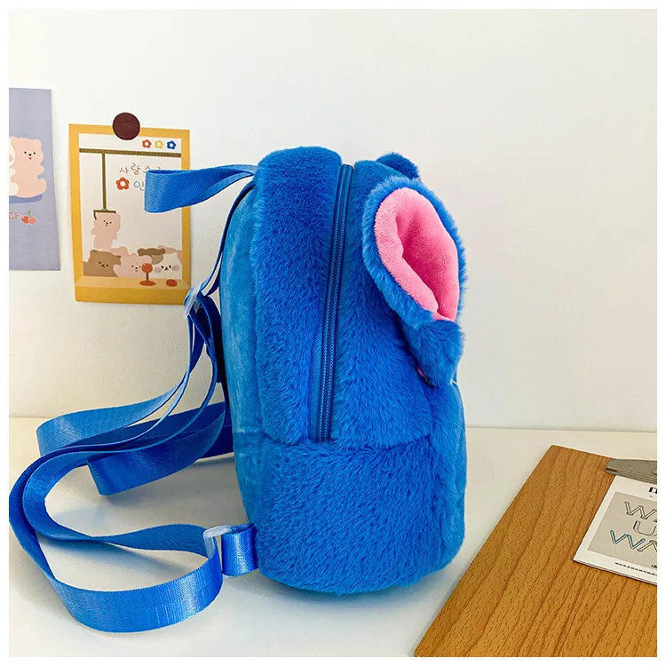 3 Colors Disney Stitch Plush Backpack Fashion 3D Schoolbag for Children Girls Cute Anime Modeling Backpack Kids Stationery Bag