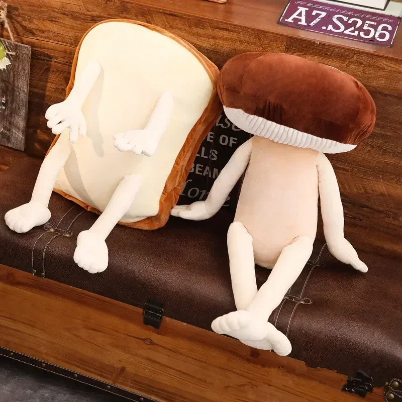 Cartoon Bread Mushroom Man Couple Creative plant pillow cushion plush fruit vegetables Anti-stress soft girl Children toys gift