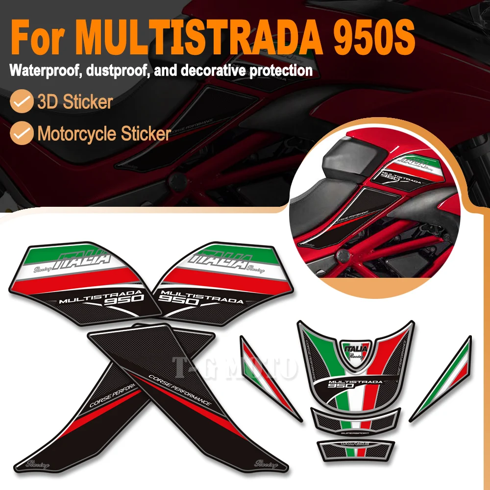

Для Ducati MULTISTRADA 950 S 950S мотоциклетная 3D наклейка на бак, наколенники, нескользящая защитная наклейка, коврик против царапин