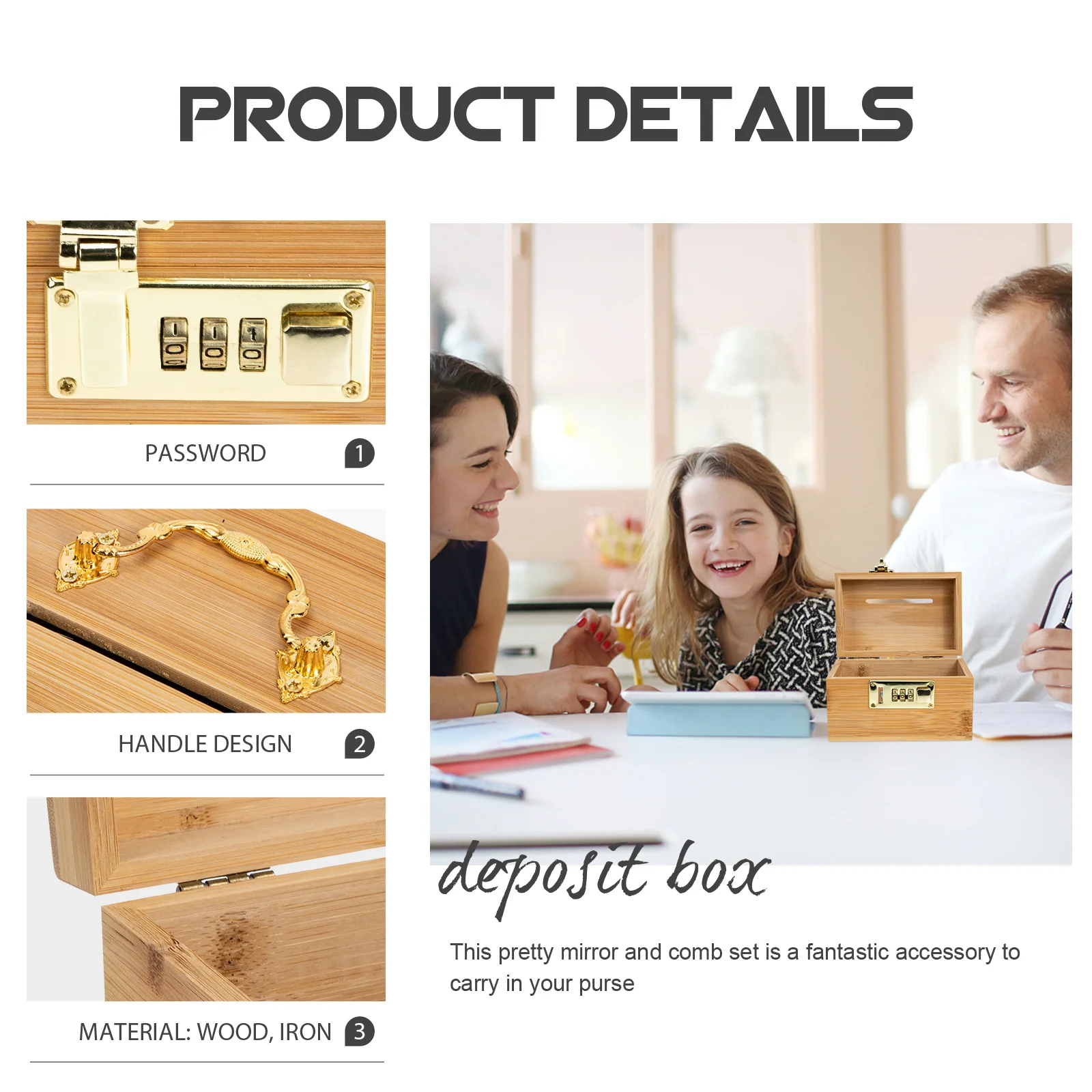 

Bamboo Wood Piggy Bank Vintage Coin Storage Box Kids Gift Home Decor Wooden Money Container Cash Saving Pot With Lock