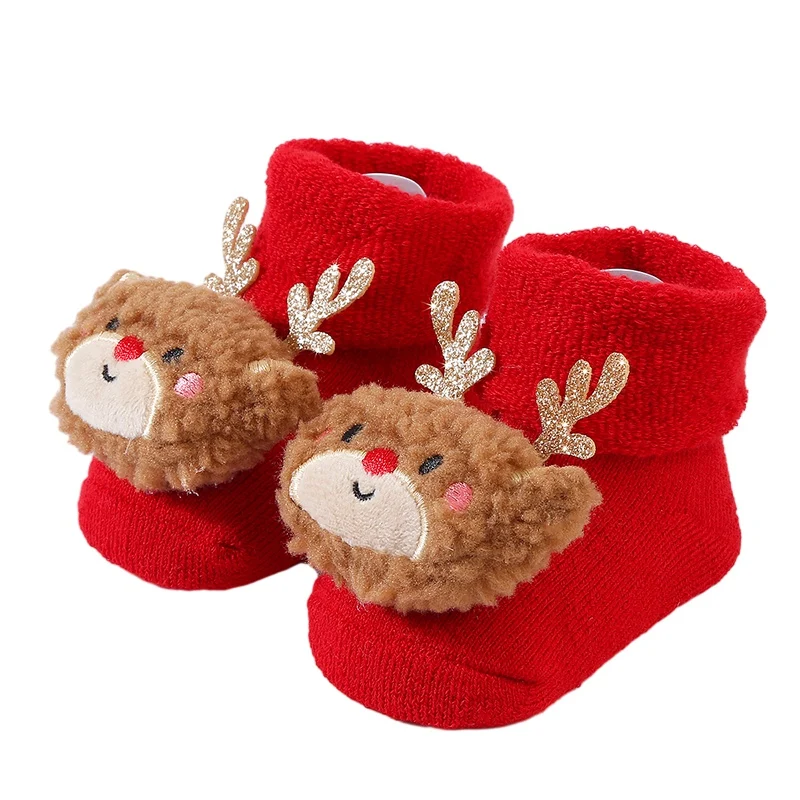 Kids Baby Non-skid Socks  Cotton Santa Claus Christmas Gifts Plush Cartoon Boys Girls  Toddler Socks