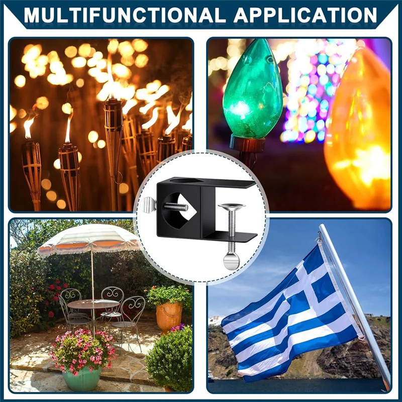 

A39I-8 Pack Deck Torch Clamp Mounting Part Porch Rail Clamp Universal Pole Mount Bracket For Railings Posts