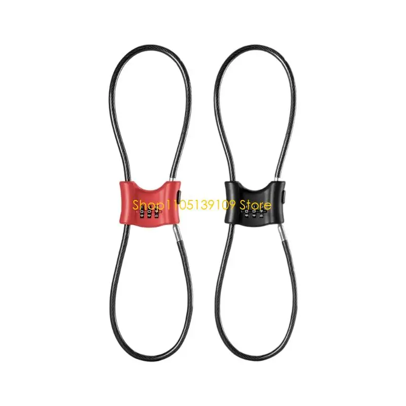 قفل كابل الأمان للدراجات وخوذات الدراجات النارية مكون من 3 أرقام قفل الأمتعة وقفل عربة الأطفال