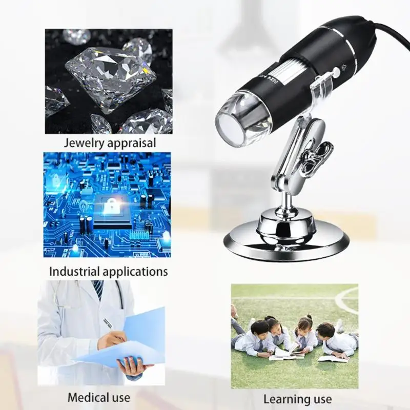 1600X Kính Hiển Vi Kỹ Thuật Số Camera 3in1 Loại C USB Di Động Kính Hiển Vi Điện Tử Cho Hàn Kính Lúp Có Đèn LED Cho Tế Bào Sửa Chữa Điện Thoại