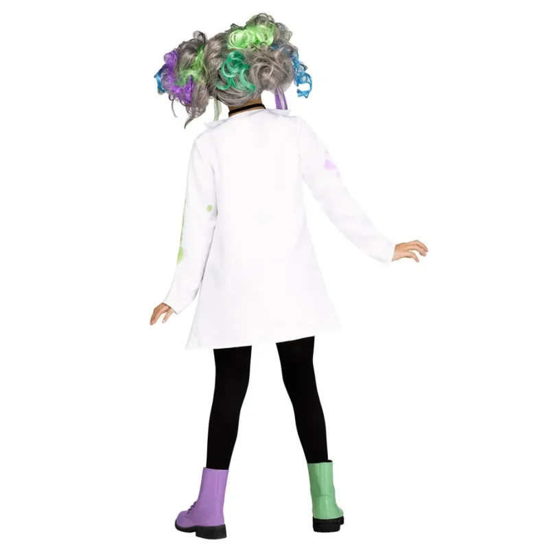 2024 NEW Girls Mad Scientist Costume Boys Crazy Scientist Halloween Costume For Kids Purim Party Cosplay