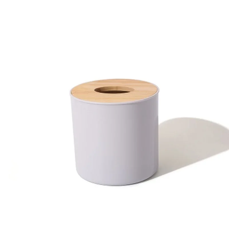 Toilet Paper Box Wooden Cover Round Tissue Box Solid Color Napkin Holder Case Simple Stylish Home Car Tissue Paper Dispenser