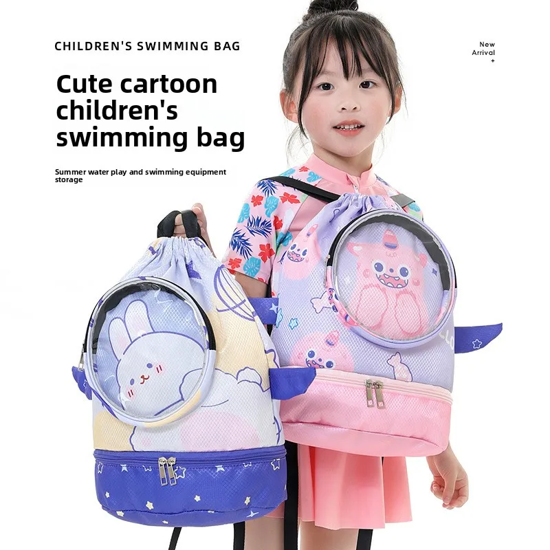 

Сумка для плавания, детская водонепроницаемая сумка для хранения с разделением для влажной и сухой воды для мужчин и женщин, милый спортивный портативный пляжный рюкзак с героями мультфильмов