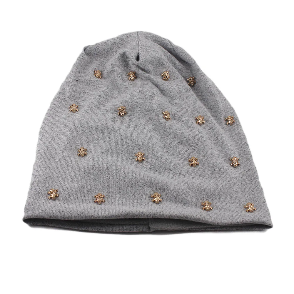 جديد أزياء شتاء دافئ الكبار الرجال النساء القبعات عارضة في الهواء الطلق الهيب هوب بيني Skullies اليدوية قبعات متماسكة قبعة الذهب الجمجمة القبعات