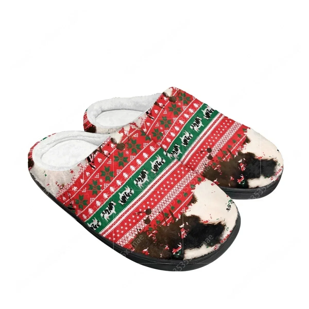 Christmas Lace Up Shoes Shiny Elk Skeleton Gingerbread Man Home Cotton Slippers Mens Womens Teenager Plush Keep Warm Slipper - view 3
