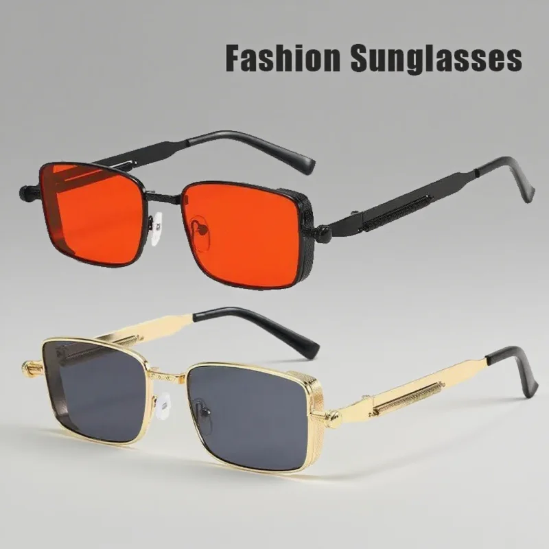 

Small-frame Square Sunglasses Women's Men's Retro Sunshade UV Sun Glasses Luxury Brand Designer Punk Popular Metal Eyeglasses