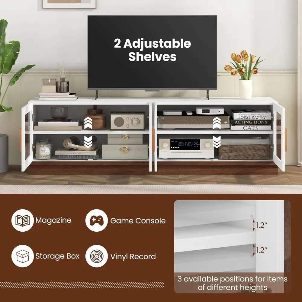 75 TV Stand Entertainment Center with Glass Doors, Adjustable Shelves, Cable Management, 70 x 16 x 20 for Living Room, Bedroom view 5