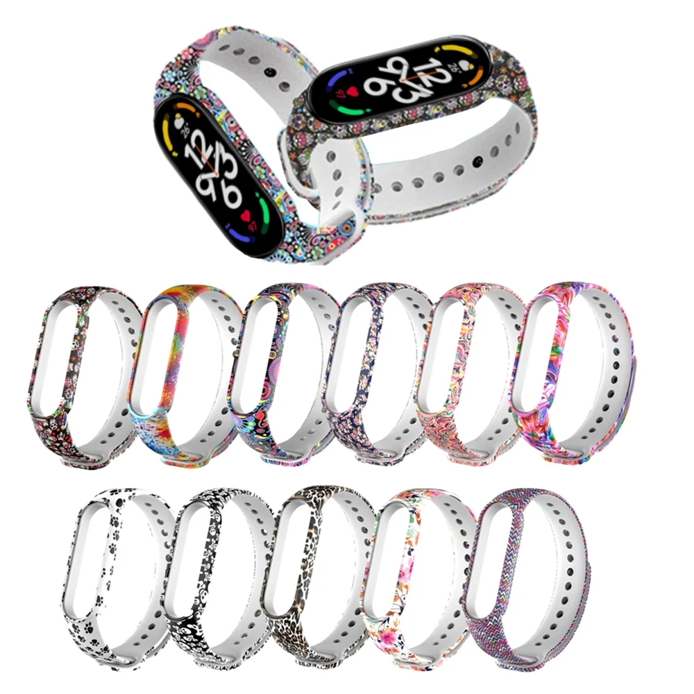 Silicone Strap For Mi Band 7 Strap  7 NFC Colored Pattern Personalized Print Replacement Xiaomi Watch Bracelet