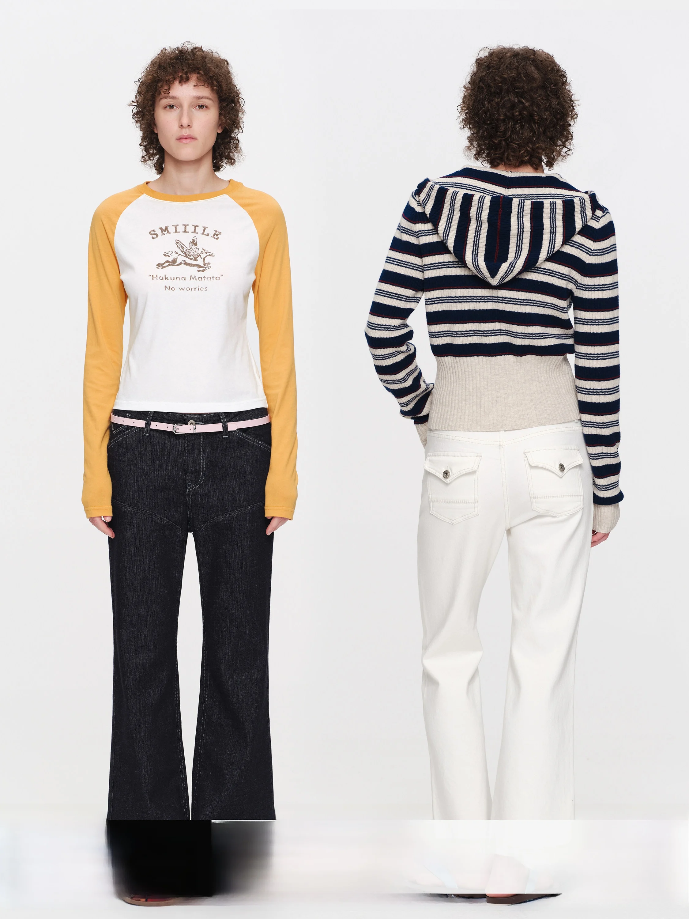 

Retro Loose Fit Original Color Micro Flared Denim Pants Low Waist Draped Wide Leg Nine Point Long Trousers SMIIILE