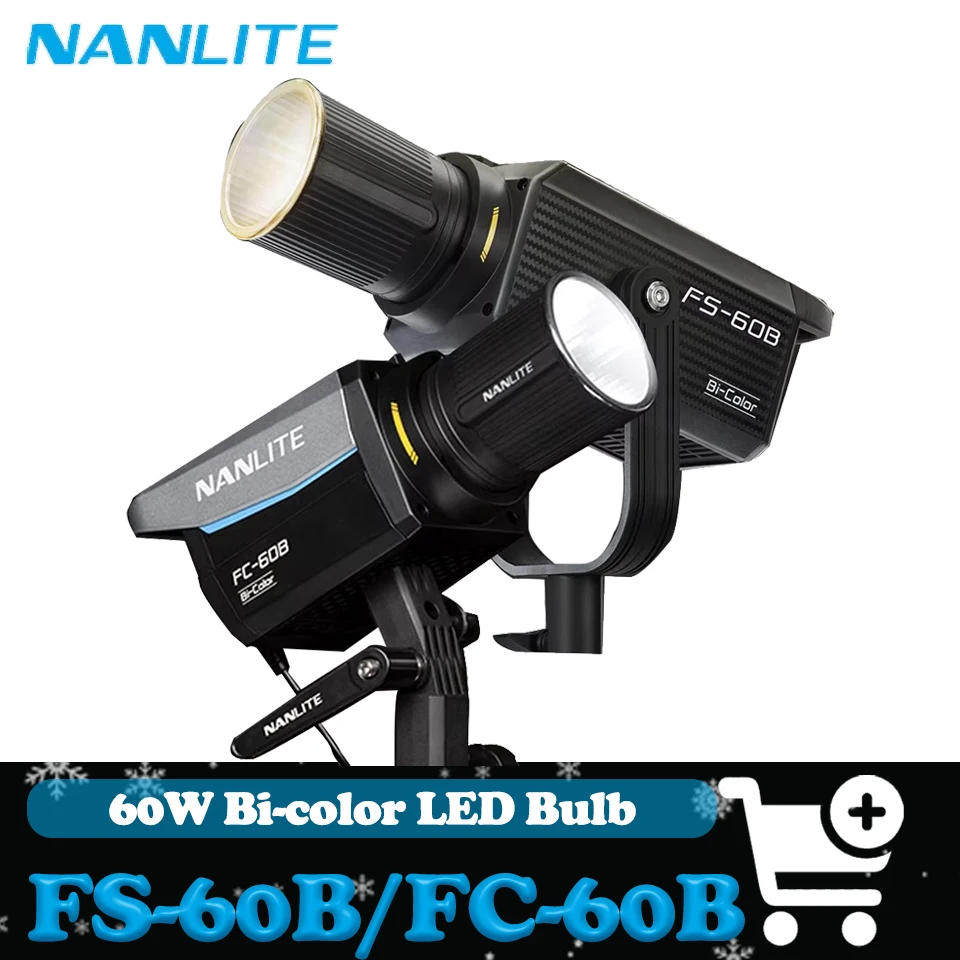

Nanlite FS-60B FC-60B Двухцветное светодиодное освещение для фотосъемки 2700K-6500K Заполняющий свет высокой яркости с управлением через приложение для студии