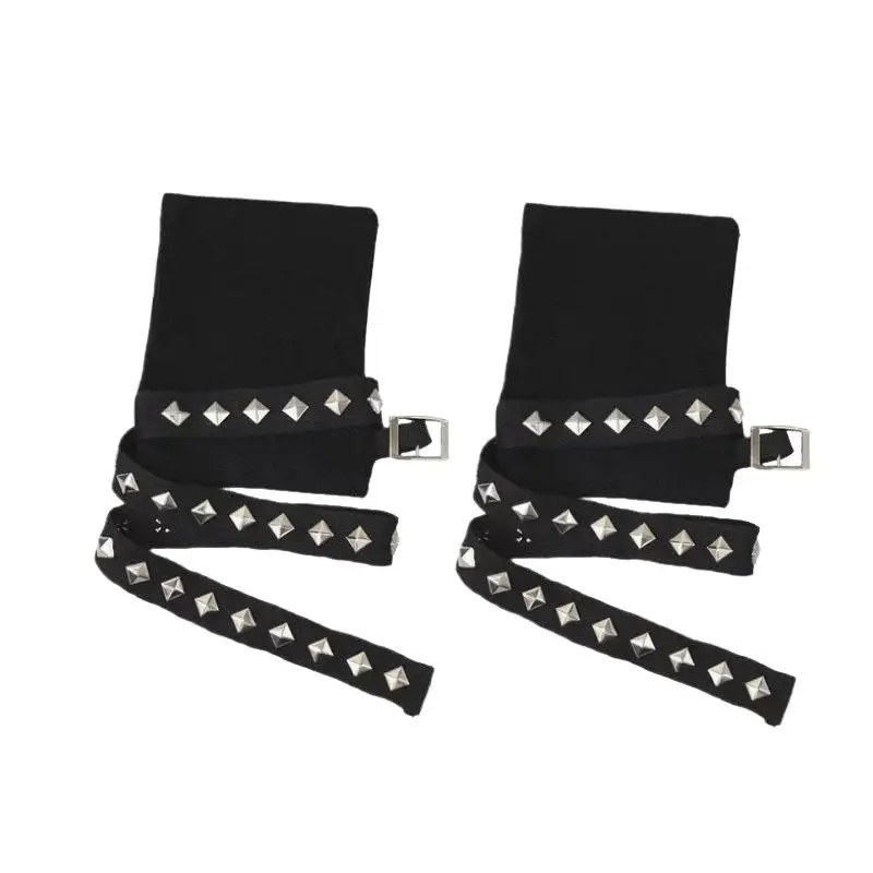 القوطية الشرير أصابع قفازات برشام الأكمام الطويلة الكفة السوداء تأثيري الهيب هوب أزياء الأزياء التبعي