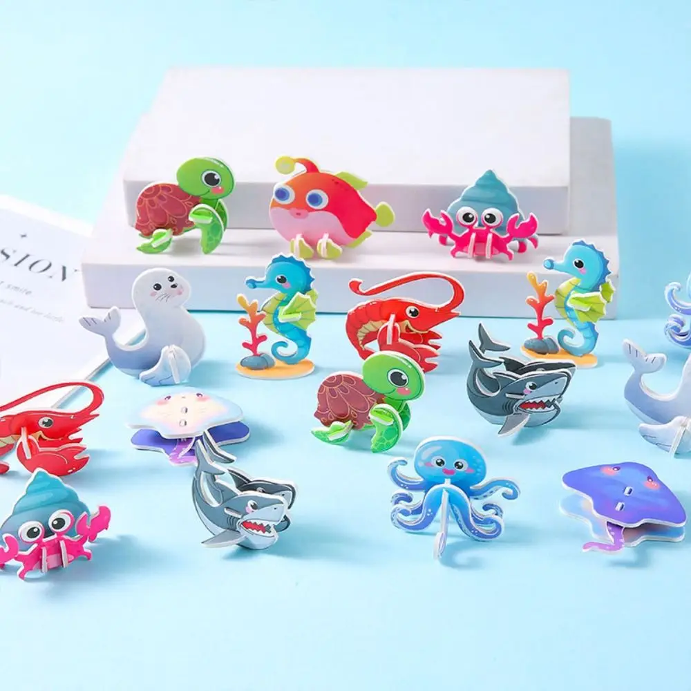 10 stks 3D Zeedieren Papier Legpuzzels Cognitieve Puzzel Driedimensionale Puzzels voor kinderen