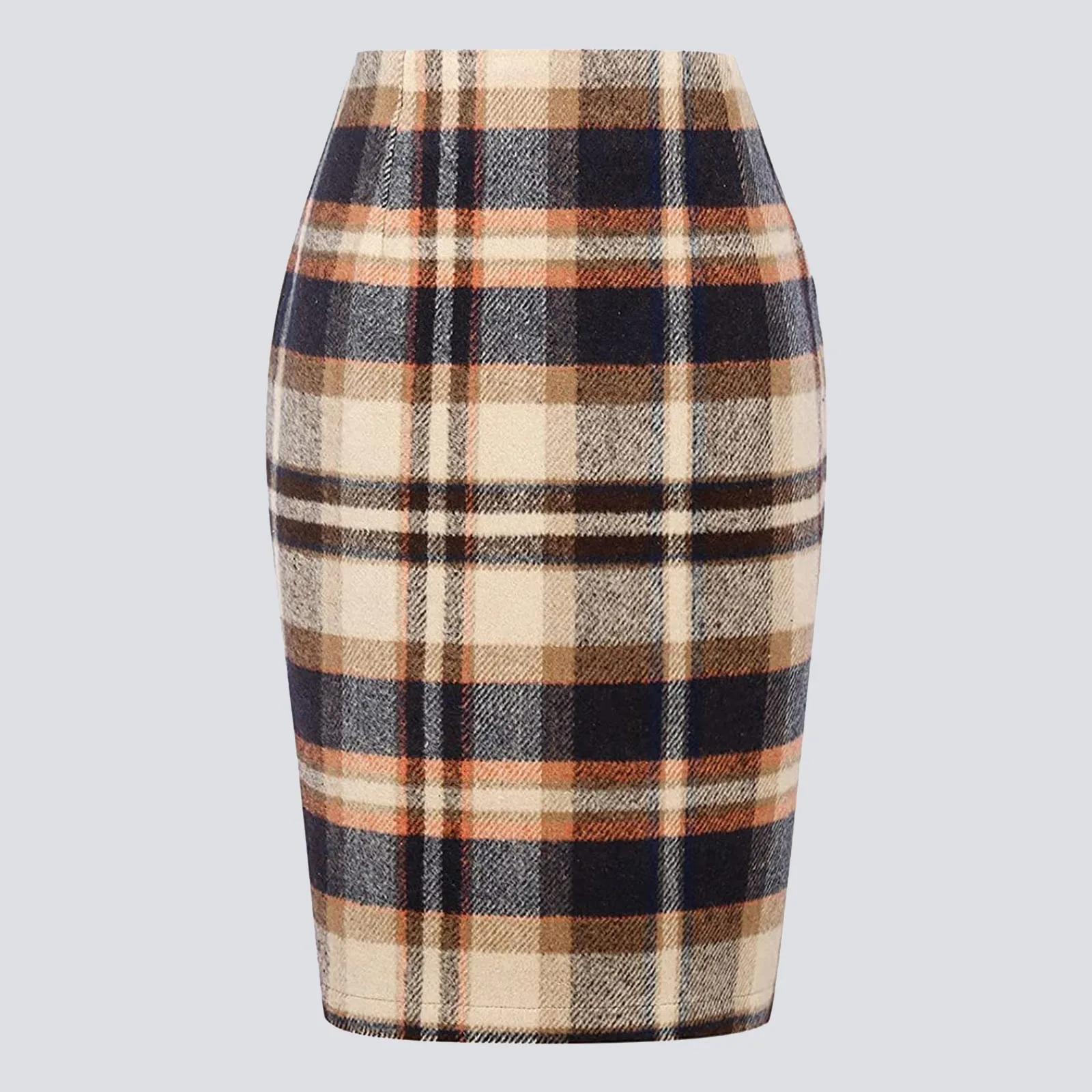 Fashion Elegant Preppy Style And Office Lady Pencil Plaid Skirt Women Sexy Slim Fit All-Match High Street Wool Mid Length Dress