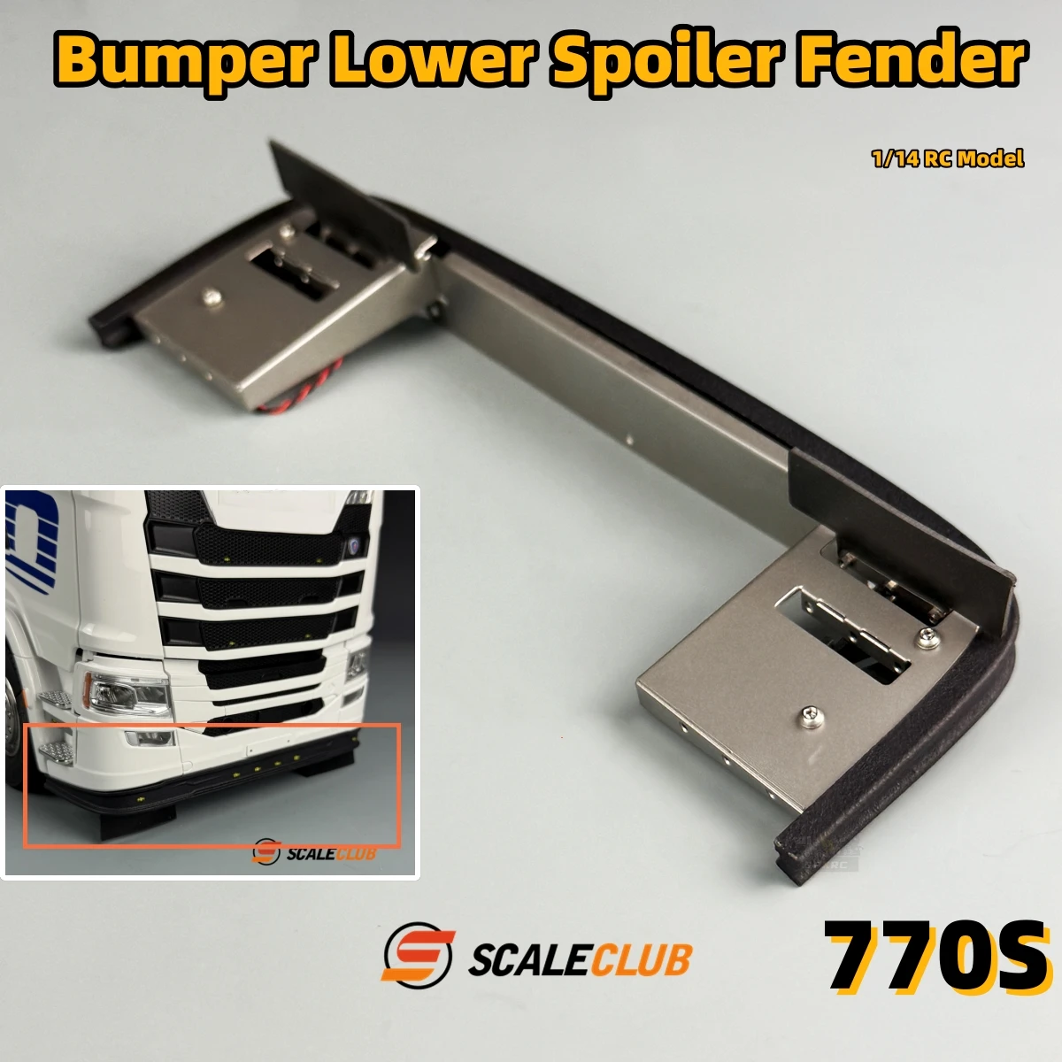 Alerón inferior de parachoques 770S con actualización de guardabarros para 1/14 Tamiya RC Scania 770S Romote Control juguete piezas de camiones europeos