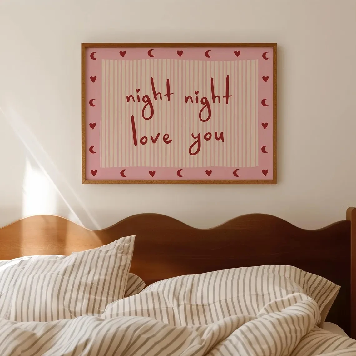 Impresiones artísticas de pared Retro de color rosa, Goodnight Love You, pintura en lienzo, póster, imagen para sala de estar, dormitorio, decoración del hogar, regalo
