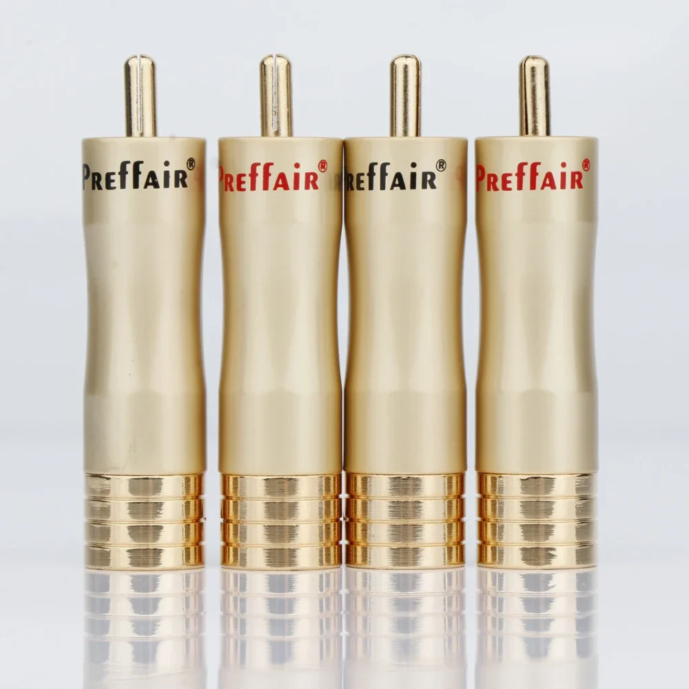 4 قطعة مطلية بالذهب الصوت HiFi RCA موصلات التوصيل RCA محطة جاك ذكر التوصيل الصوت والفيديو في خط مهايئ الرافعة