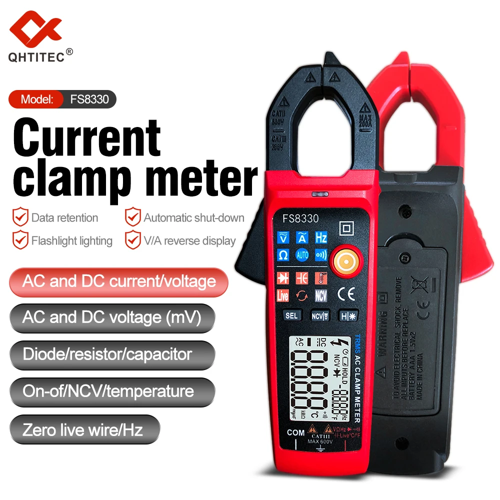 New DC/AC Current Digital Clamp Meter 6000 Counts 400A Amp Multimeter Large Color Screen Voltage Tester Car Hz NCV Ohm JCD 8330