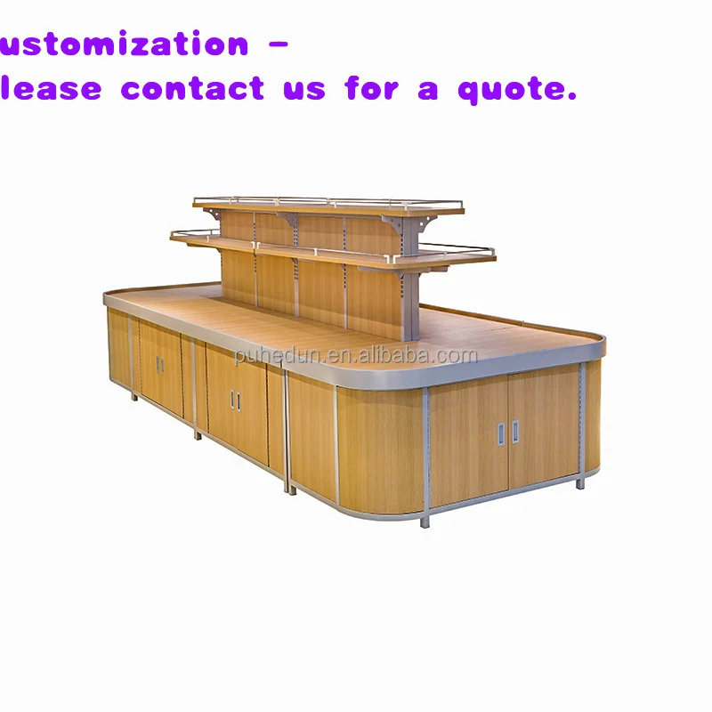 

custom.Heavy-Duty Double-Sided Snack Rack Display Supermarket Rack Made of Wood and Steel Bulk Food Sweet Candy Store
