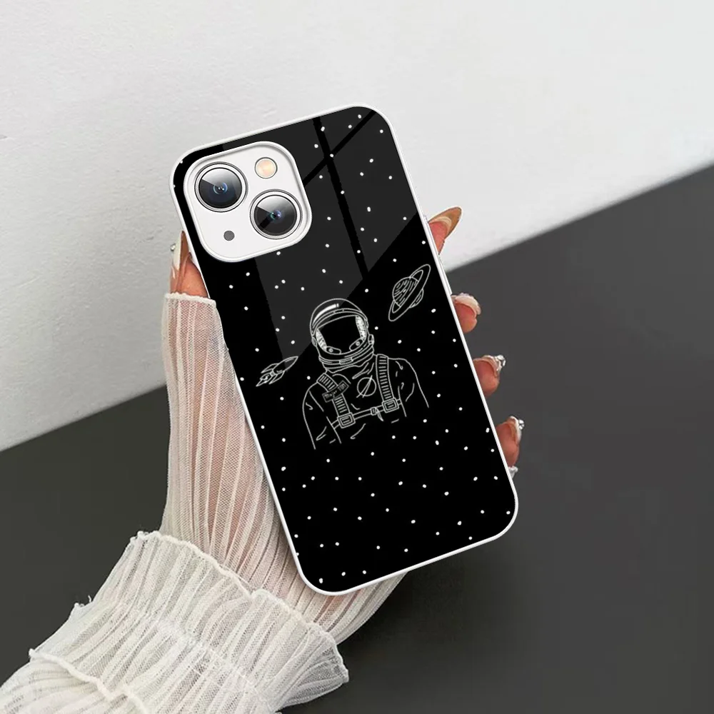 Space Airship Astronaut Phone Case Tempered Glass For iphone 14 13 12 11 Pro Mini XS MAX 14Plus X XS XR Cover image 5