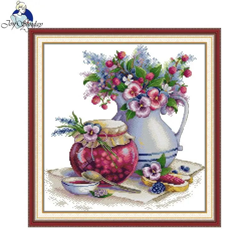 Cross Stitch Kit Joy Sunday Summer Mood HD Pattern Printed Counted Fabric Aida 16CT 14CT 11CT DIY Embroidery Kit With Gift New