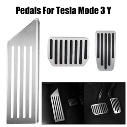 For Tesla Model 3 Y Car Accessories Rest Brake Pedals Aluminum Alloy With Rubber Pads Cover Foot Pedal Auto Interior Parts