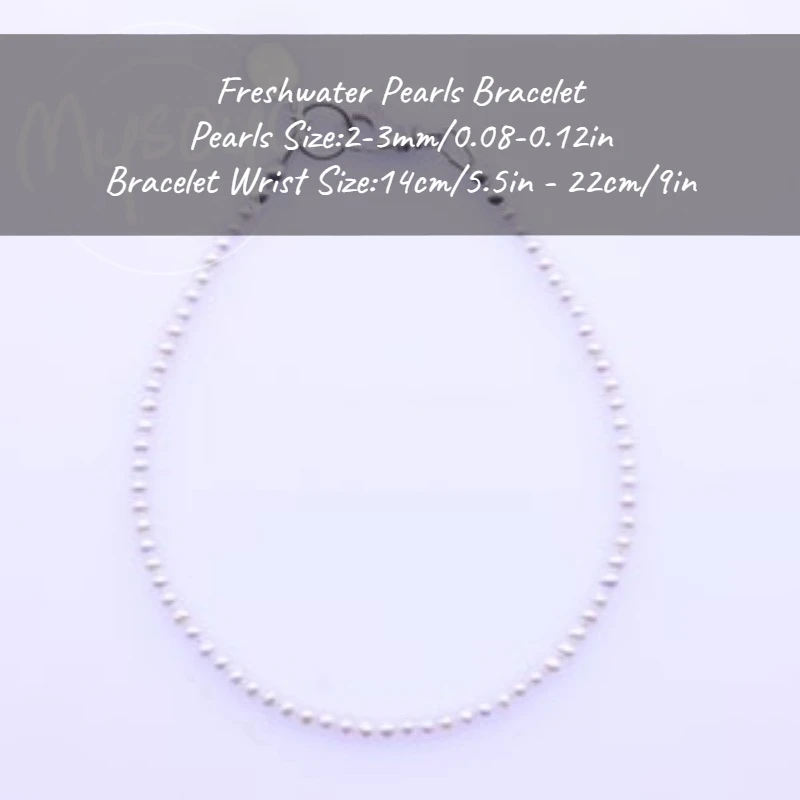 MYSOYA سوار لؤلؤ المياه العذبة البيضاء 2-3 مللي متر مع صندوق هدايا لها/له مثالي لأعياد الميلاد/الزفاف/عيد الميلاد/هدايا السنة الجديدة