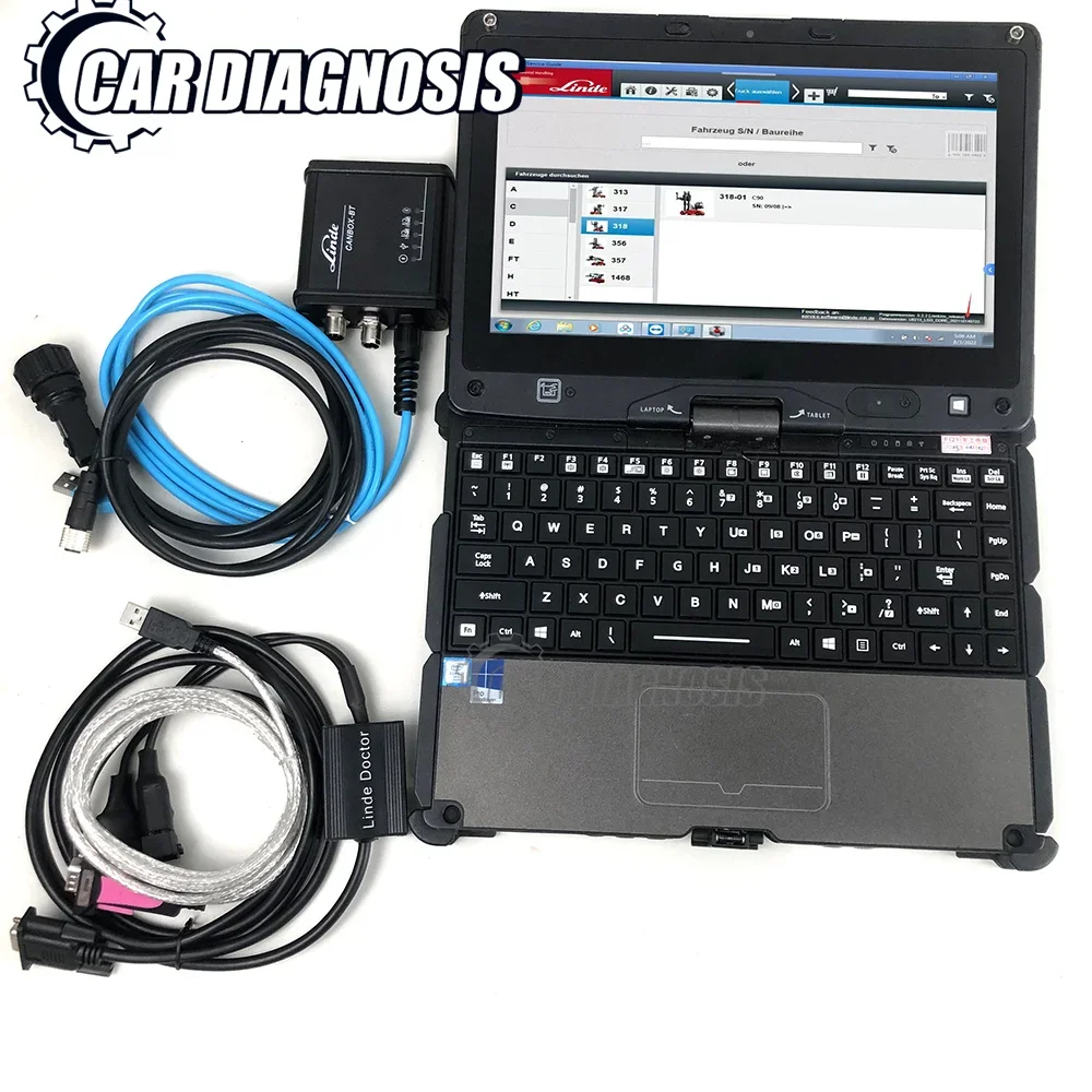 for Linde BT pathfinder software canbox for linde doctor forklift Truck lsg professional Diagnostic tool+ getac V100 computer