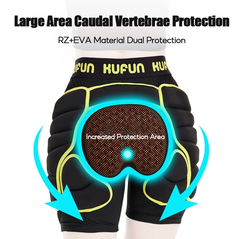 KUFUN D3O Knee Pads Protector Shorts RZ Hip Pad for Ski Snowboard Skateboard Skate Motorcycle Adult Protective Gear Woman Girl