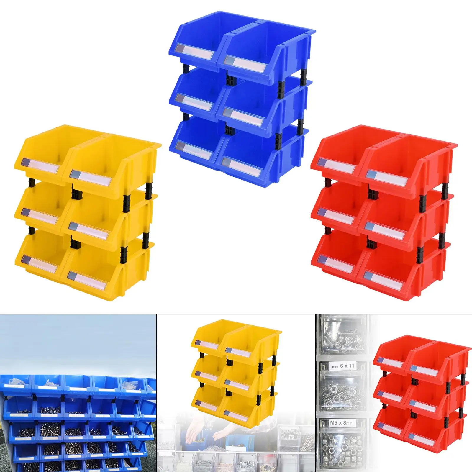 6x Hardware Tool Case Component Storage Bin Hardware Storage Organizer for Buttons