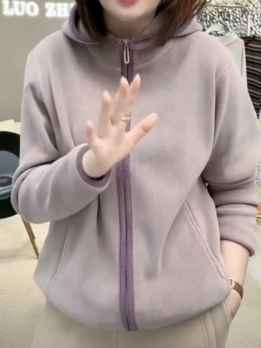 

Флисовая толстовка со шляпой, женские японские топы 2000-х годов, зимние утолщенные рваные готические узоры для кампуса, разноцветная текстура GF