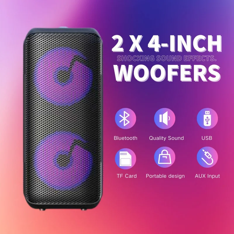 

Outdoor42-inch Dual Speaker Portable Subwoofer ColorfulLEDLightBT-2407FamilyktvStereo