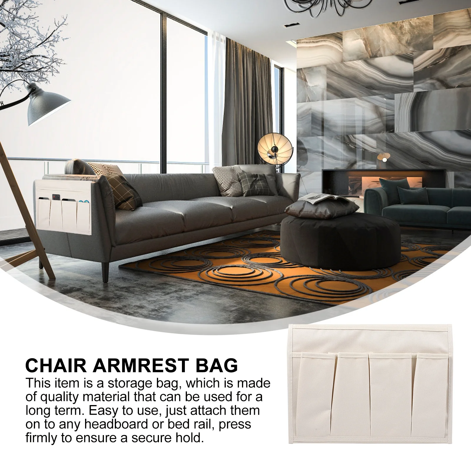 

1Pcs Remote Control Storage Hanging Bag Oxford Cloth Multi-Pocket Sofa Armrest Pouch for Bedside Chair Organizer