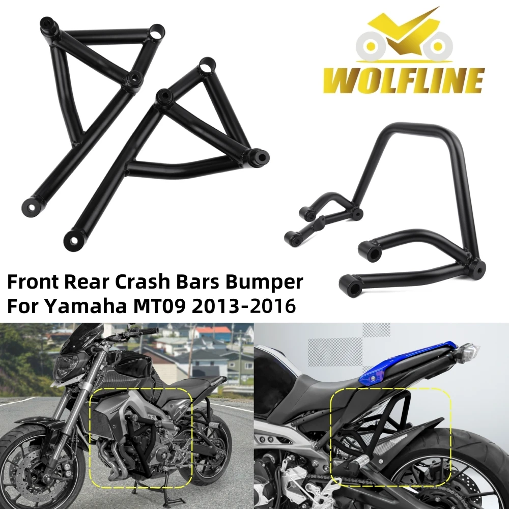 

WOLFLINE MT09 Engine Crash Bars Front Rear Bumpers for Yamaha MT09 FZ09 Stunt Cage Bumper Engine Guard Crash Bars 2013-2016