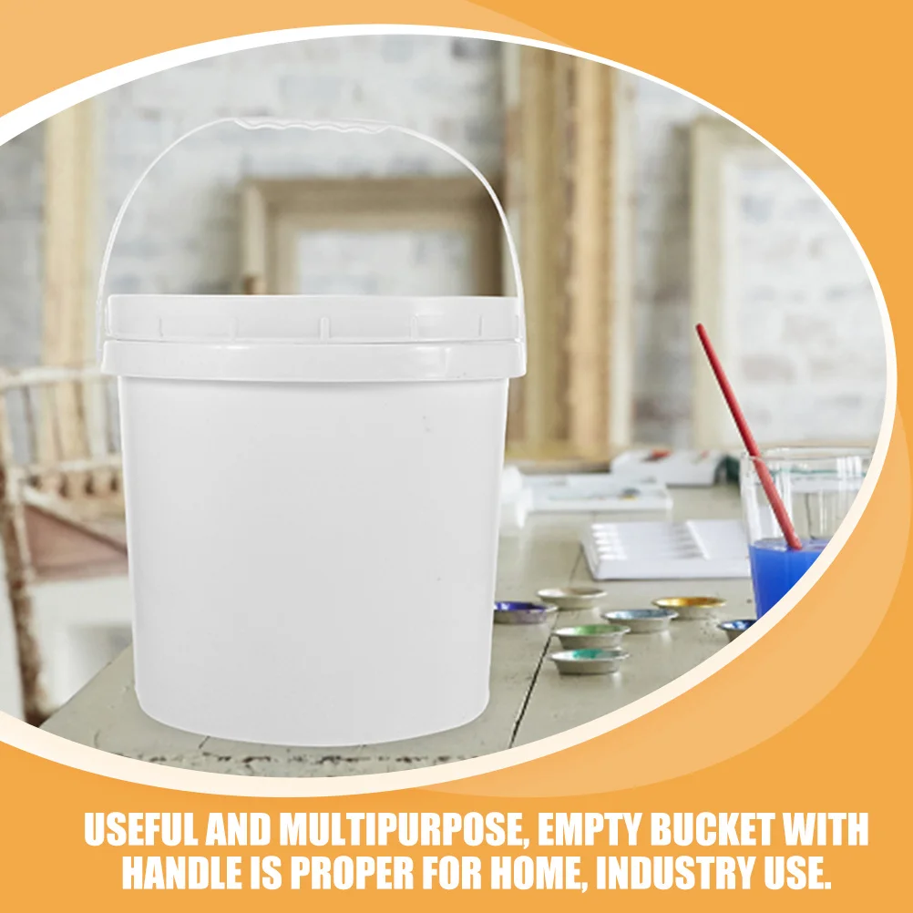 

Empty White Plastic Paint Pail Portable Bucket Lid Handle Sturdy Reusable Sealing Performance Good for Different Applications